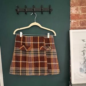 Cider Tweed Tartan Mini Skirt
